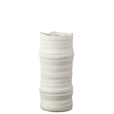 Vase Lignes Procelaine Blanc / Or