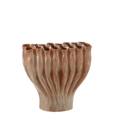 Vase Multi Tubes Etroit Porcelaine Bronze