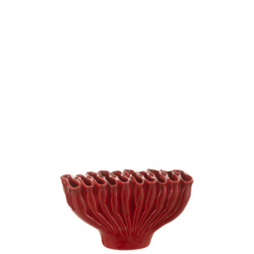 Vase Multi Tubes Etroit Porcelaine Rouge