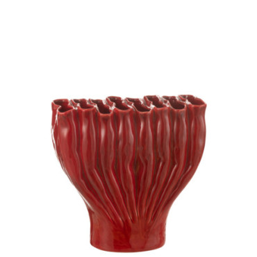 Vase Multi Tubes Large Porcelaine Rouge