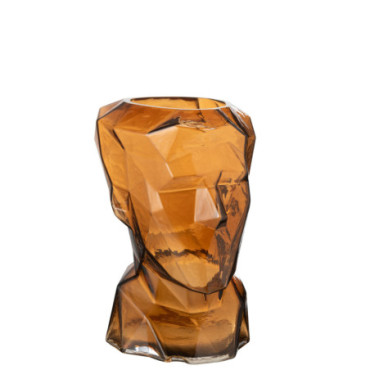 Vase Visage Verre Marron