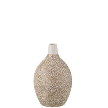 Vase Wabi Rond Porcelaine Beige / Blanc