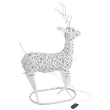 Cerf en osier teinté blanc avec LEDs