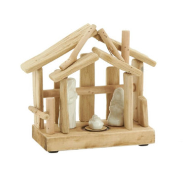 Crèche en bois et céramique