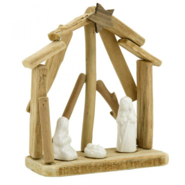 Crèche en bois et céramique