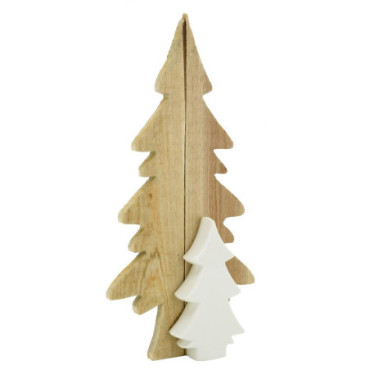 Décor sapins en bois et céramique