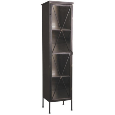 Armoire 1 porte en métal et verre