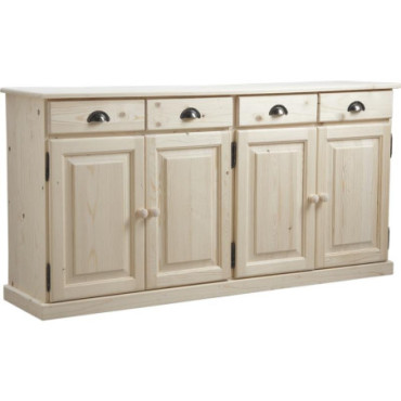 Buffet en bois brut 4 portes 4 tiroirs