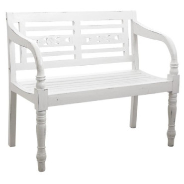 Banc de jardin en bois blanc antique