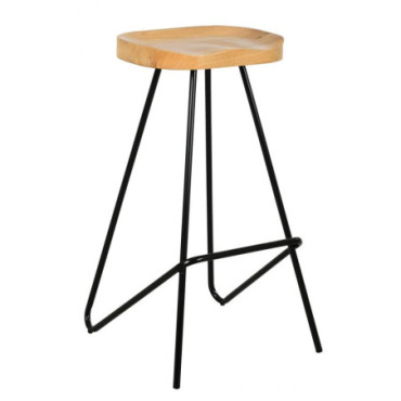 Tabouret de bar en métal et bois d'orme huilé