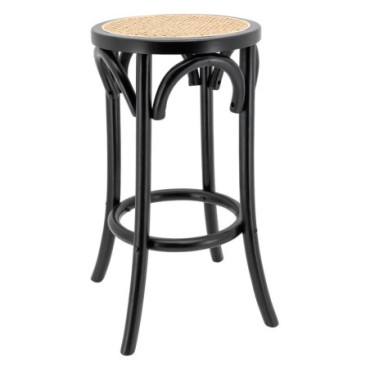 Tabouret en bouleau et cannage