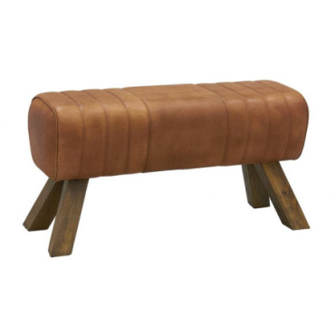 Tabouret en cuir et bois