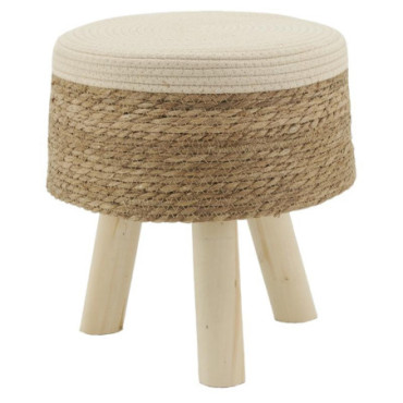 Tabouret en jonc et coton