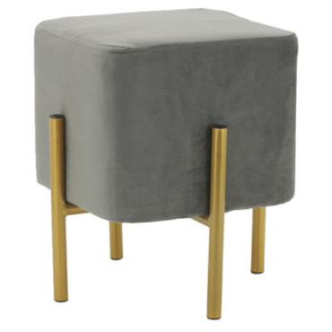 Tabouret en velours gris