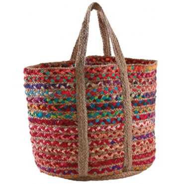 Corbeille en jute multicolore