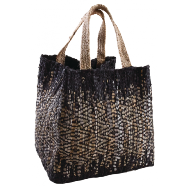 Sac de rangement en jute et cuir