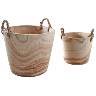 cache-pots en paulownia avec anses cordes. x2