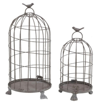 Cages en métal gris blanchi