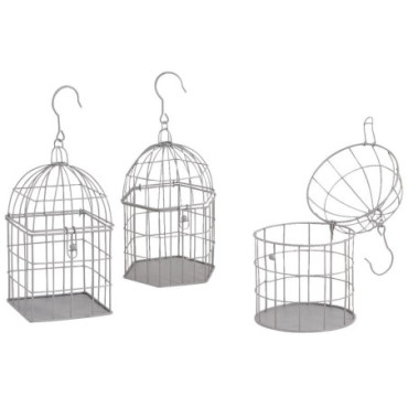 Mini cage en métal gris