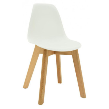 Chaise enfant en polypro blanc et hêtre