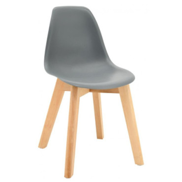 Chaise enfant en polypro gris et hêtre