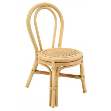 Chaise enfant en rotin naturel et cannage