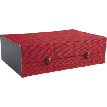 Coffret en bambou teinté rouge et bois