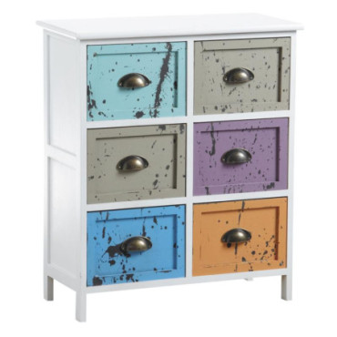 Commode 6 tiroirs multicolores