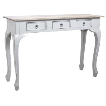 Console 3 tiroirs en bois gris antique