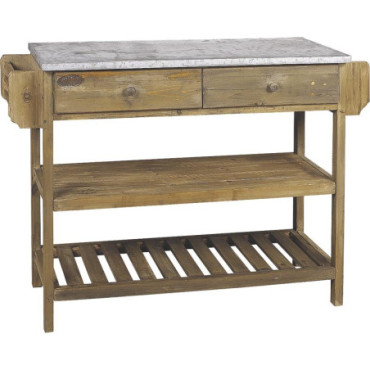 Console en bois vieilli et zinc