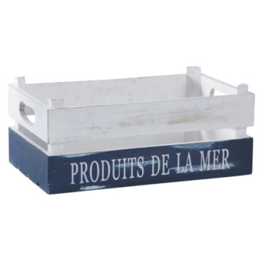 Caisse Produits de la Mer en bois patiné