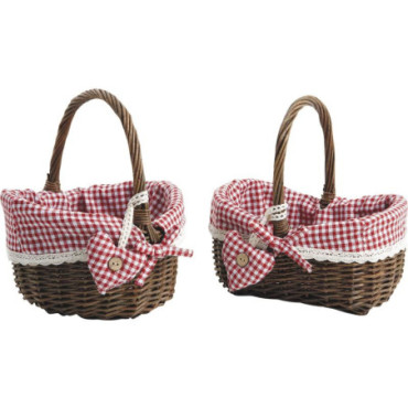 Petit panier en osier doublure vichy