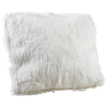 Coussin blanc imitation fourrure