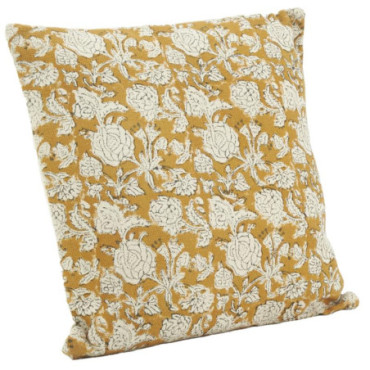 Coussin fleurs jaunes