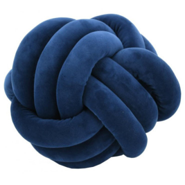 Coussin noeud en velours bleu