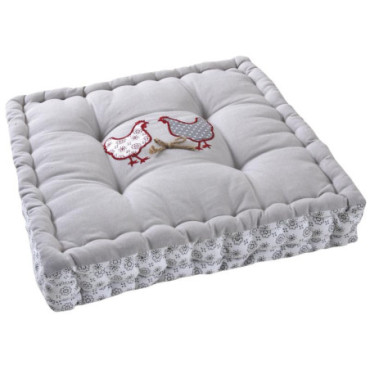 Coussin poule rectangulaire en coton et lin