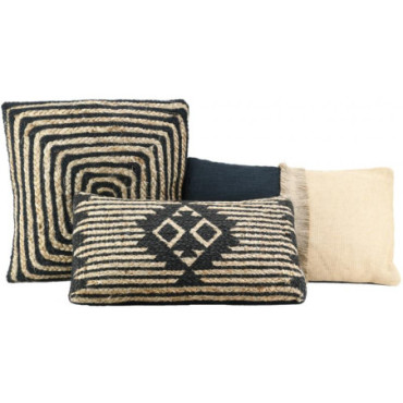 Coussins en jute et coton noir