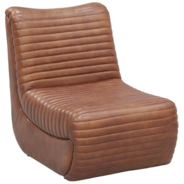 Fauteuil bas en cuir de buffle