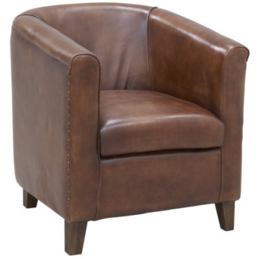 Fauteuil club en cuir de buffle