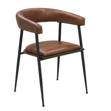 Fauteuil en cuir et métal