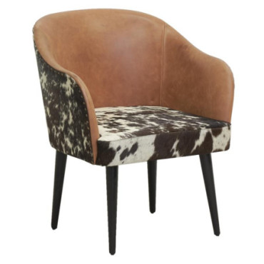 Fauteuil en cuir et peau de vache