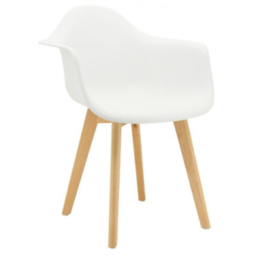 Fauteuil en polypro blanc et bois