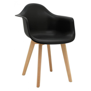 Fauteuil en polypro noir et bois