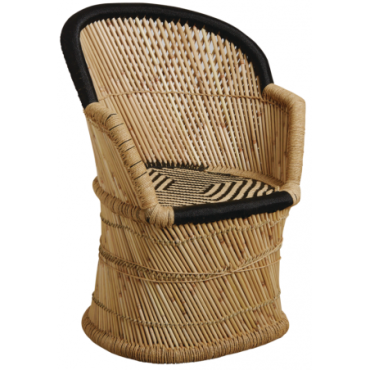 Fauteuil en roseau naturel et noir