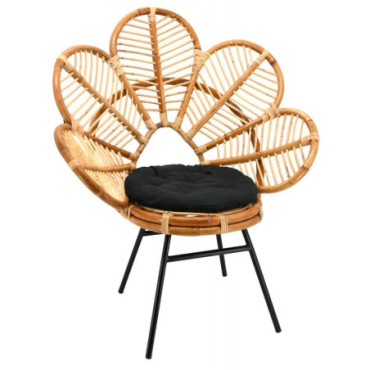 Fauteuil en rotin naturel et métal Bianca