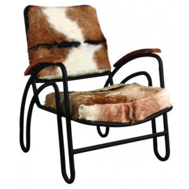 Fauteuil métal et peau de chèvre