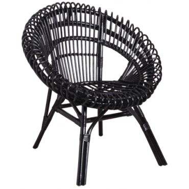 Fauteuil soleil en rotin laqué noir