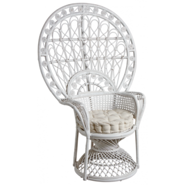 Fauteuil Emmanuelle en rotin laqué blanc