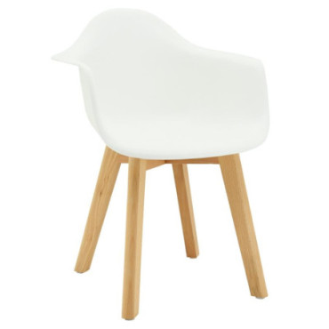 Fauteuil enfant en polypro blanc et hêtre