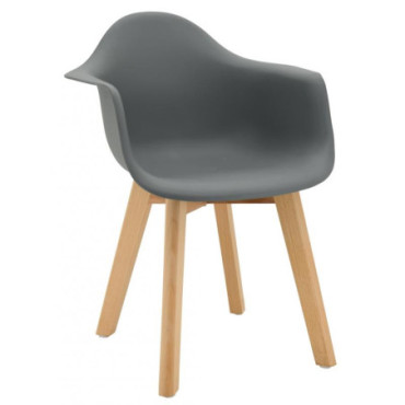 Fauteuil enfant en polypro gris et hêtre